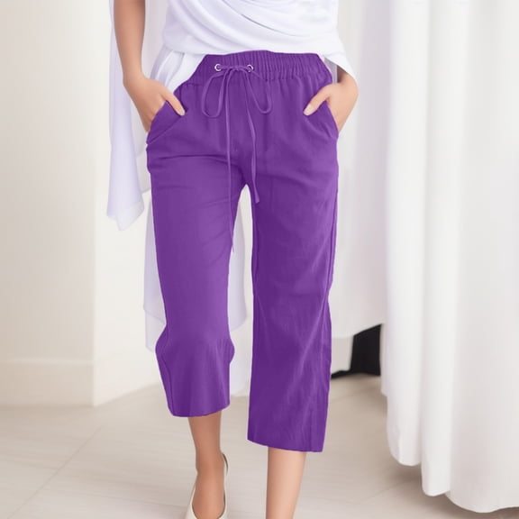 Women Pants Women Pants Casual Purple Womens Pants Loose Work Pants for Women Womens Elastic Waist Pants Summer Pants