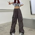 thumbnail image 1 of Women Pants Womens Cargo Pants Womens Casual Pants Womens Pants Elastic Waist Women Summer Casual Loose Long Pants Solid Color Trousers, 1 of 6