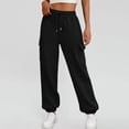 thumbnail image 1 of Women Pants Womens Casual Pants Black Baggy Pants Women Loose Pants Wide Leg Lounge Pants with Pockets Womens Summer Pants, 1 of 5