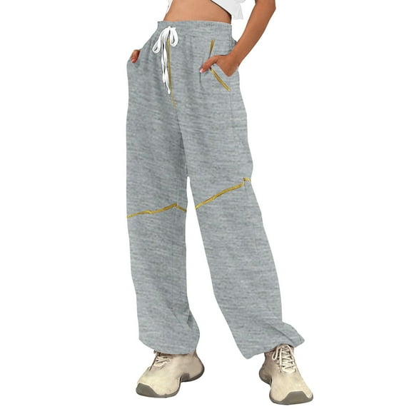 Women Pants Xunlbb Women's Casual Trousers Solid Color Drawstring Pants Waist Long Pants Sweatpants With Pocket Fall Pants Clearance