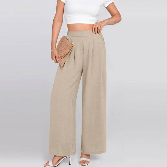 Women Pants Xunlbb Women's New Summer Solid Color Ice Silk Wrinkled Pants on Clearance