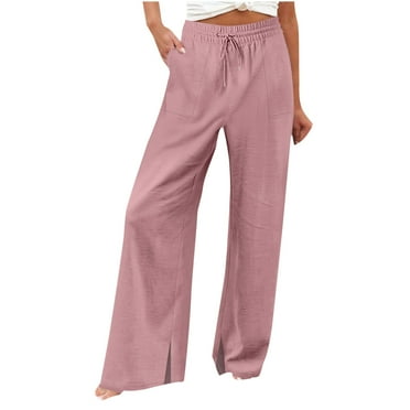 Women Pants floral Print Casual Pockets Wide Leg Pants Elastic Waist Loose Ankle Length Trousers
