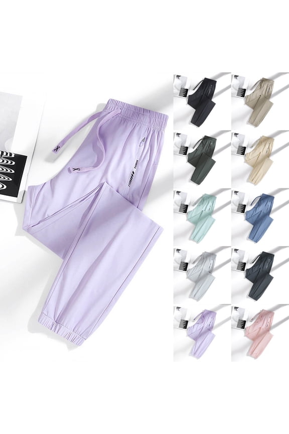 Women, Pants for Women Men, Unisex Quick Dry Pull-On Stretch Pants,(Leg-binding style),Purple S
