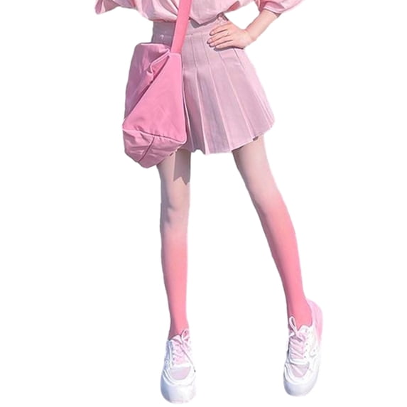 Women Pantyhose Gradient Contrast Color High Elasticity Skinny Thin Soft Breathable Candy Color Anti-slip Cosplay Performance Tights Long Socks