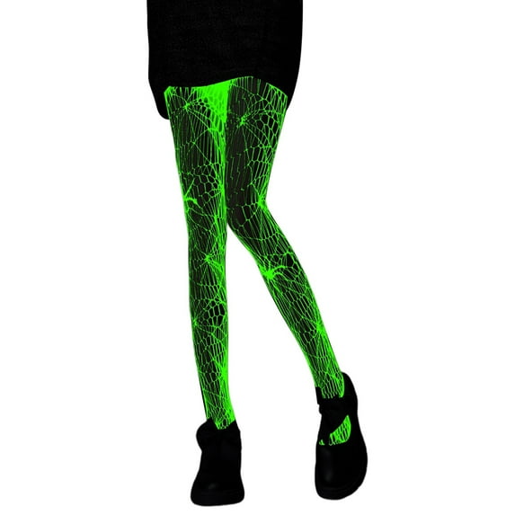 Women Pantyhose Halloween Fishnet Glow Tights Stockings Striped Fluorescent Sheer Hollow Out Pantyhose Night Party Women's Tights