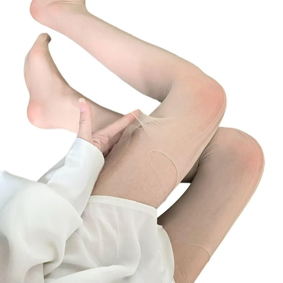 Women Pantyhose Sheer Great Elasticity Hollow Out Solid Color Sexy Ripped Anti-dislodging Line Stockings for Daily Wear