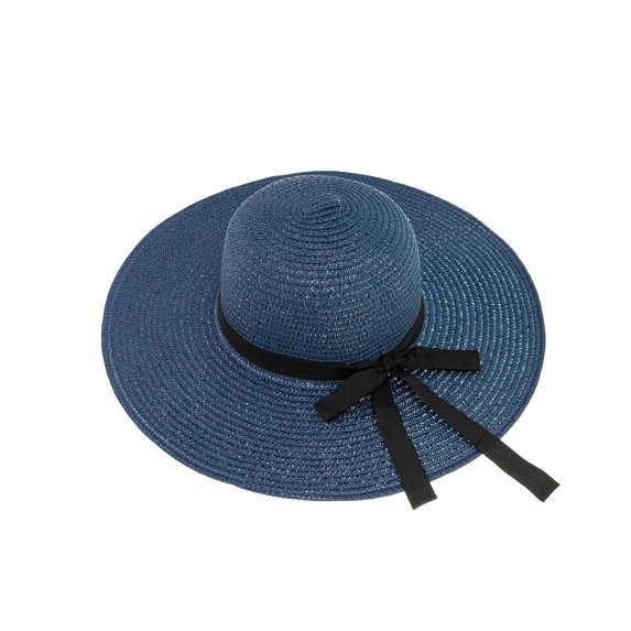 Women Paper Straw Hat, Wide Brim Bow Decor Breathable Sun Protection Anti-UV Beach Hat Seaside Cap