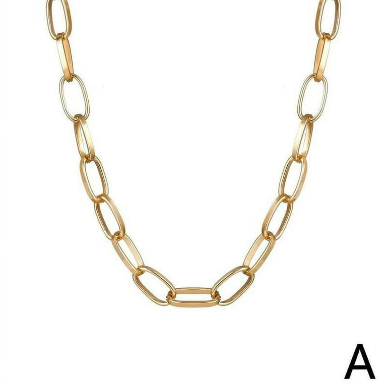 Women Paperclip Chunky Thick Link Chain Alloy Gold Silver Necklace Plated X1y7, Women's, Size: One Size
