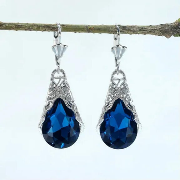 Women Party Charm 925 Silver Drop Earring Pear Cut Cubic Zircon Jewelry APair