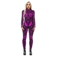 thumbnail image 1 of Women Party Costume Skull Print Long Sleeve Jumpsuit Outfit Overall Stretch Jumpsuit Rompers Playsuit, 1 of 5
