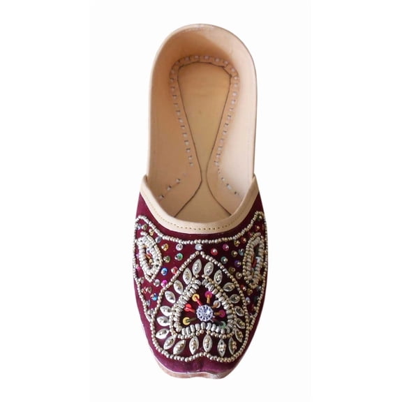 Women Party Shoes Handmade Jutties Punjabi Flats Mojaries Wedding US 9.5-12