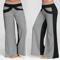 thumbnail image 1 of Women Patchwork Bottoms Flare Trousers Mid Waisted Wide Leg loose Yoga Pants, 1 of 1