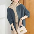 thumbnail image 1 of Women Patchwork Fashion Knit Jacket with Pocket, 1 of 9