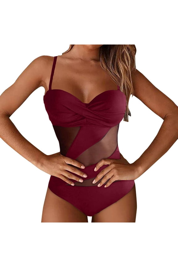 Women Patchwork Vintage Bikini Set - Mesh Ruched Halter Swimwear, Tummy Control Bottom - S-XL, Floral Print, Summer Beach