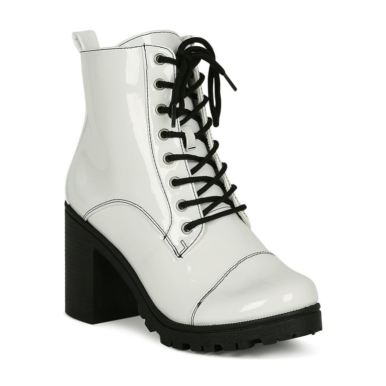 Patent toe cap boots hot sale