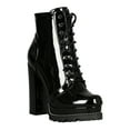 thumbnail image 1 of Women Patent Lug Sole Lace Up Chunky Heeled Platform Ankle Boots 18356, 1 of 6