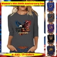 thumbnail image 1 of Women Patriotic Graphic Tee, USA 250th Anniversary Printed Round Neck Casual Top, Three Quarter Sleeve Pullover Blouse, Soft Polyester Loose Fit, Independence Day Summer Outfit, 1 of 7