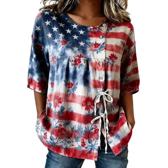 Women Patriotic Shirts Relaxed Fit Crew Neck Short Sleeve 4th Of July T Shirt With Flag Stars Stripes Work Tee Pullover Outfits Wine XXXL