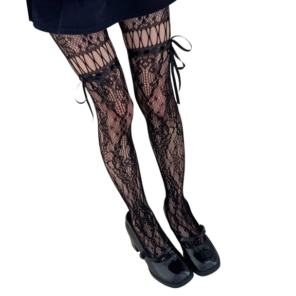 Women Patterned Fishnets Thigh High Stockings Suspender Pantyhose Garter Belt Tights Sheer Mesh Tights Pantyhose Hosiery