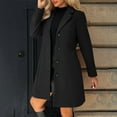 thumbnail image 1 of Women Pea Coats Winter Warm Lapel Collar Single Breasted Trench Coat Business Long Jacket Overcoat Black XL, 1 of 7