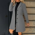 thumbnail image 1 of Women Pea Coats Winter Warm Lapel Collar Single Breasted Trench Coat Business Long Jacket Overcoat Dark Gray M, 1 of 7