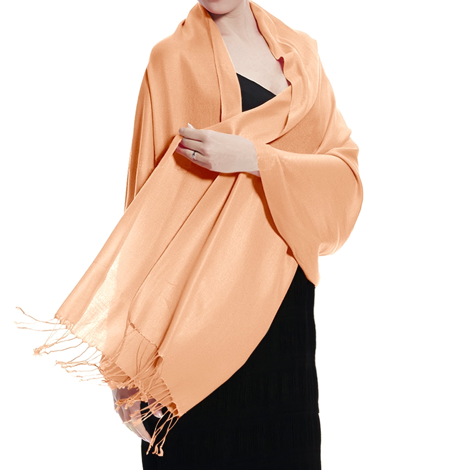 Scialle Pashmina TZ Promise Donna – Pesca, Taglia Unica, 71x183 Cm, Frange Da 7,6 Cm, Morbido E Leggero, Regalo Ideale