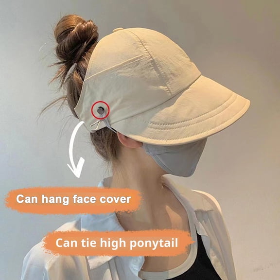 Women Peaked Hat Empty Top Sun Protection Adjustable Circumference Side Pocket Anti-UV Solid Color Breathable Lightweight Hiking Traveling Shopping Cap