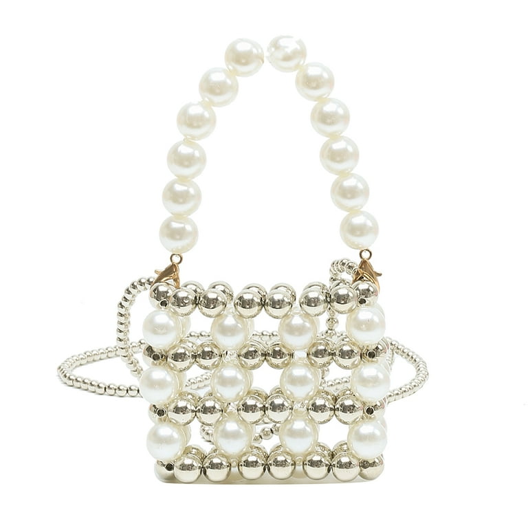 Womens Pearl Mini Bucket Bag White