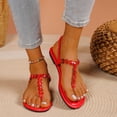 thumbnail image 1 of Women Pearl Casual Sandals, Comfortable Soft Non-Slip Beach Shoes, Breathable Summer Footwear, Stylish Round Toe, Ideal for Daily Outdoor Indoor Wear Red, 1 of 8