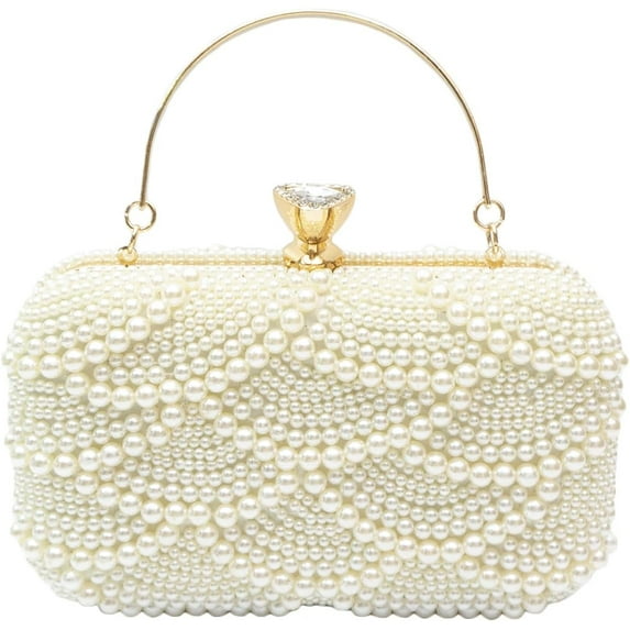Women Pearl Clutch Bag Beaded Evening Bag Rhinestone Handbag Bridal Wedding Purse Shoulder Bag Crystal Crossbody Bag