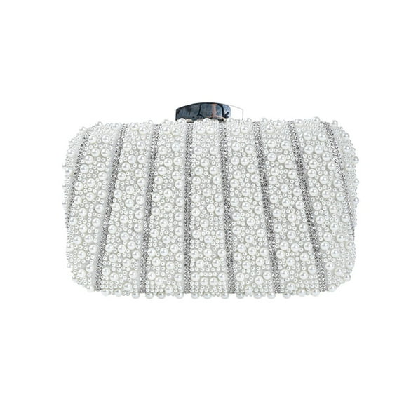 Women Pearl Evening Bag Rhinestone Clutch Bag Beaded Handbag Bridal Wedding Purse Shoulder Bag Crystal Crossbody Bag