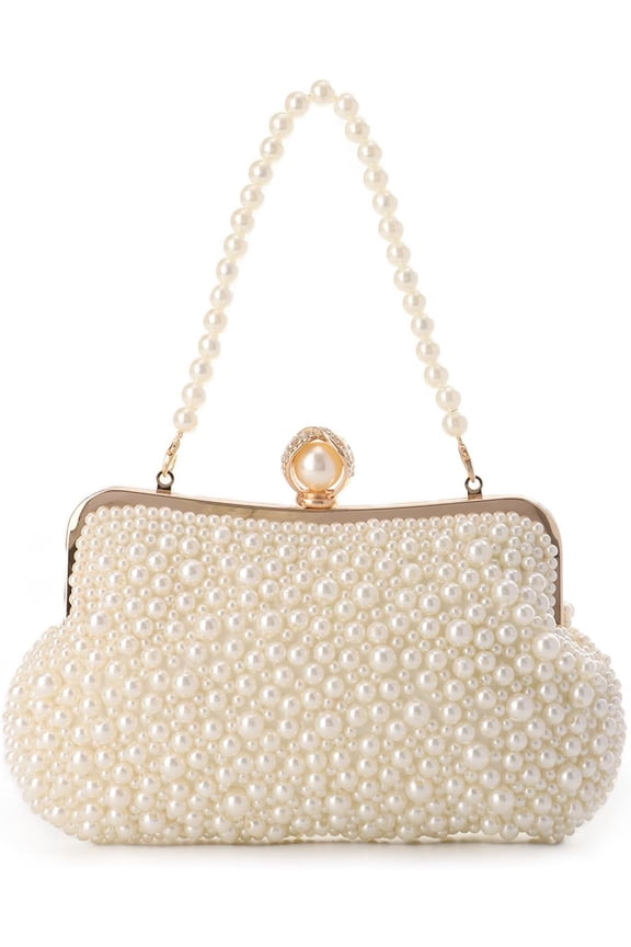 Women Pearl Evening Handbags Noble Crystal Beaded Clutch Purse for Wedding Bridal Parites Prom
