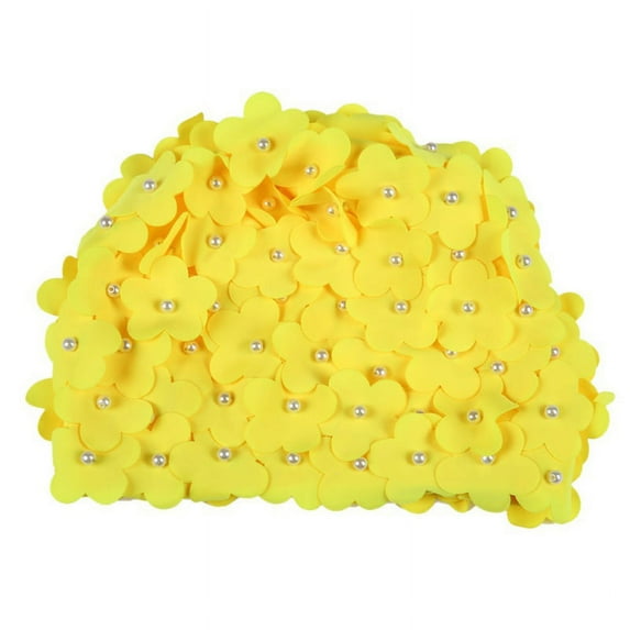 Women Pearl Floral Breathable Quick Dry Swim Cap For Long Hair