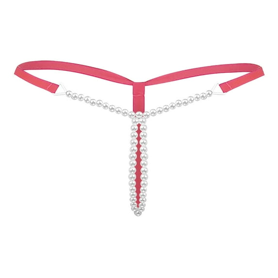 Women Pearl G String And Thongs Solid Low Waist Underwear
