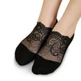 thumbnail image 1 of Women Pearl Lace Sock Slippers Breathable Ballerina Non Transparent Low Pairs, Black, 1 of 7