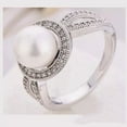 thumbnail image 1 of Women Pearl & White Sapphire 925 Sterling Silver Ring Wedding Party Jewelry New Size 6-10 (US Code 7), 1 of 2
