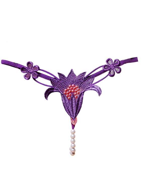 Women Pearls Massage G-String Thong Panty Pearls Beads Panties Eroticism Thong Lingerie T-Back G-String Underwear