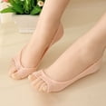 thumbnail image 1 of Women Peep Toe Liner Socks No Show with Nonslip Heel Grip Complexion, 1 of 4