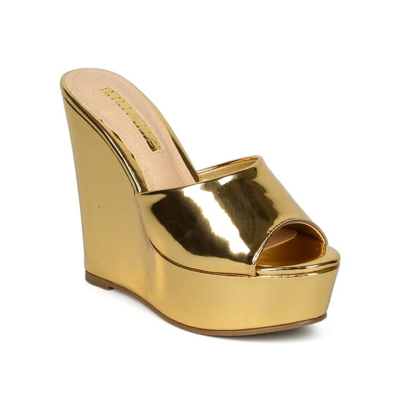 Women Peep Toe Platform Wedge Slide Sandal HC54