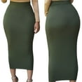 thumbnail image 1 of Women Pencil Skirt, Solid Color Elastic Waist Band Maxi High Waist Slim Skirts, 1 of 4