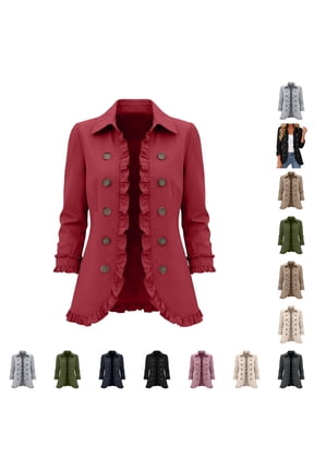 Women Peplum Cardigan Jacket Open Front Ruffle Collar Long Sleeve Soft Fabric Lightweight Office Street Work Outwear
