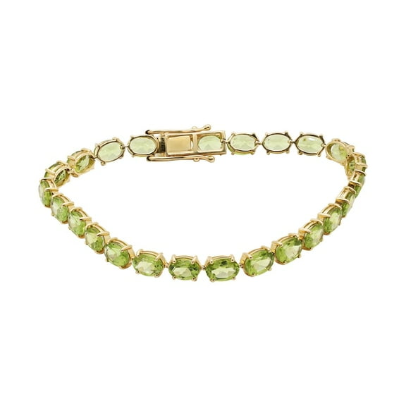 Women Peridot tennis Bracelet,Gold plated for Valentine Gift for her