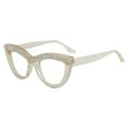 thumbnail image 1 of Women Personalized Handmade Diamond Brown Cat Eye Reading Glasses 2.00 Ladies Anti-blue light Readers +2.00, 1 of 6