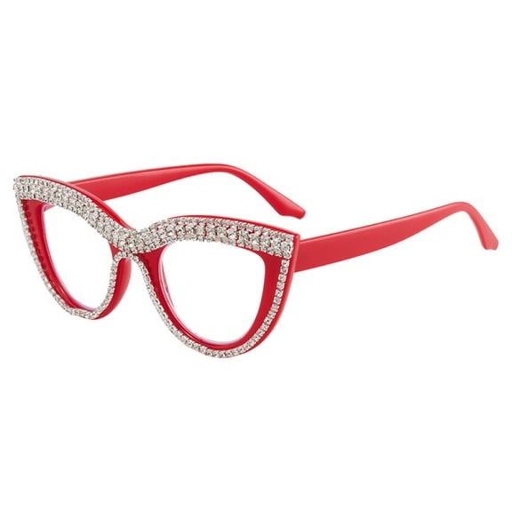 Women Personalized Handmade Diamond Red Cat Eye Reading Glasses 1.00 Ladies Anti-blue light Readers +1.00