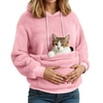 thumbnail image 1 of Women Pet Carrier Hoodie Cat Dog Pouch Holder Sweatshirt Shirt Top Larger Pocket Warm Long Sleeve Hooded Pullover Light Pink XL, 1 of 6