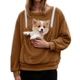 thumbnail image 1 of Women Pet Carrier Sweatshirts Kangaroo Large Pocket Cat Dog Pouch Holder Sweatshirt Warm Long Sleeve Pullover Tops Brown M, 1 of 6