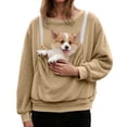 thumbnail image 1 of Women Pet Carrier Sweatshirts Kangaroo Large Pocket Cat Dog Pouch Holder Sweatshirt Warm Long Sleeve Pullover Tops Khaki L, 1 of 6