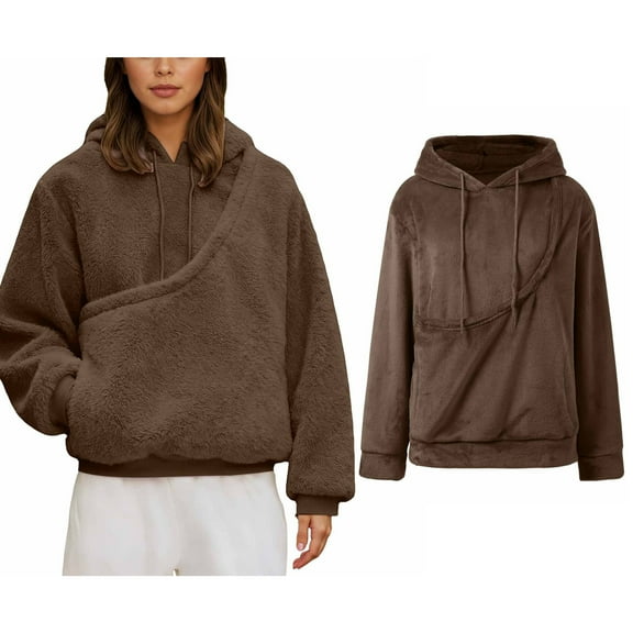 Women Pet Dog Pouch Hoodies Pullover Kitten Puppy Carrier Hood Fashionable Long Sleeve Oversized Pocket Sweater with Dog Pouch Warm Fall Winter Clothes