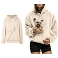 thumbnail image 1 of Women Pet Hoodie With Pouch Fleece Pullover Pet Carrier Hoodie Casual Long Sleeve Oversized Pocket Kangaroo Pouch Hoodies Fall Winter Clothes, 1 of 9