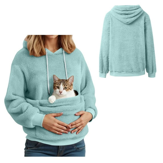 Women Pet Hoodie with Pouch Oversized Dog Carrying Hoodie Long Sleeve Large Pocket Oversized Hoodie Fall Winter Clothes